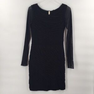 BAILEY 44 Black Pleated Bodycon Long Sleeve Dress
